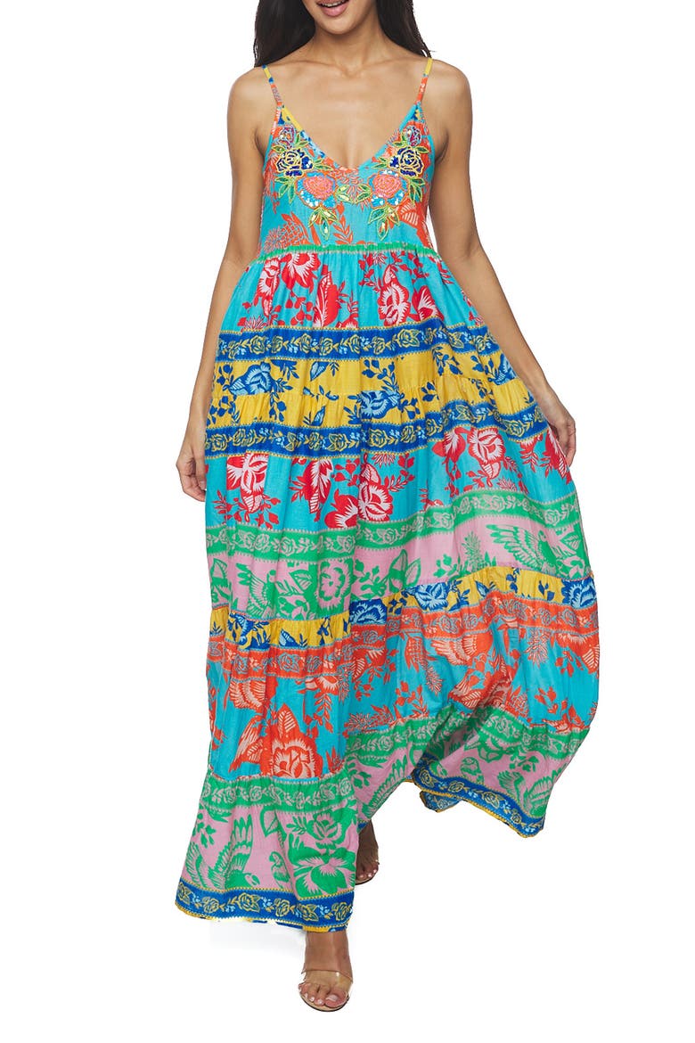 Bead Embellished Maxi Dress, Main, color, BLUE