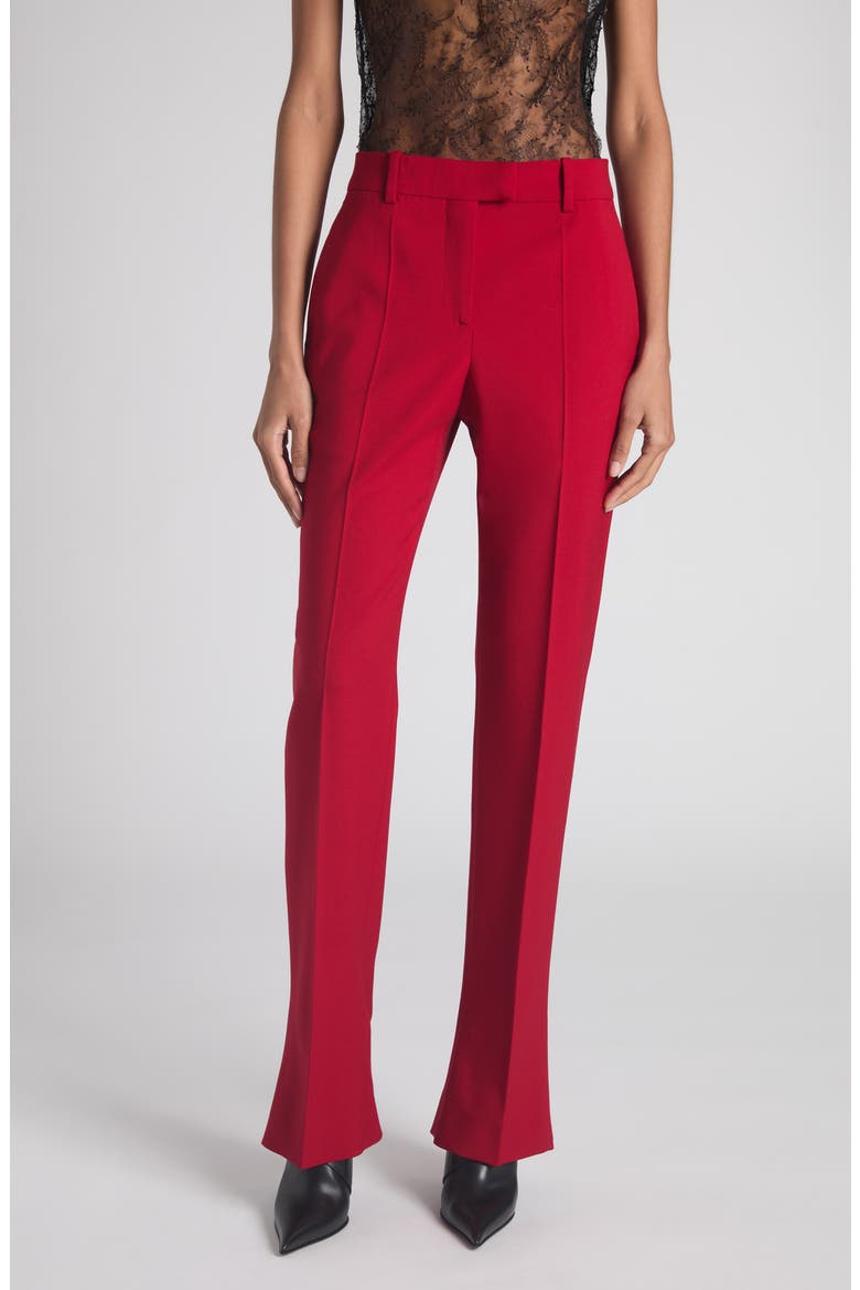 Pleated Straight Leg Wool Trousers, Main, color, CRIMSON