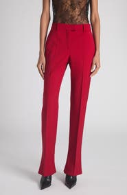 McQueen Pleated Straight Leg Wool Trousers