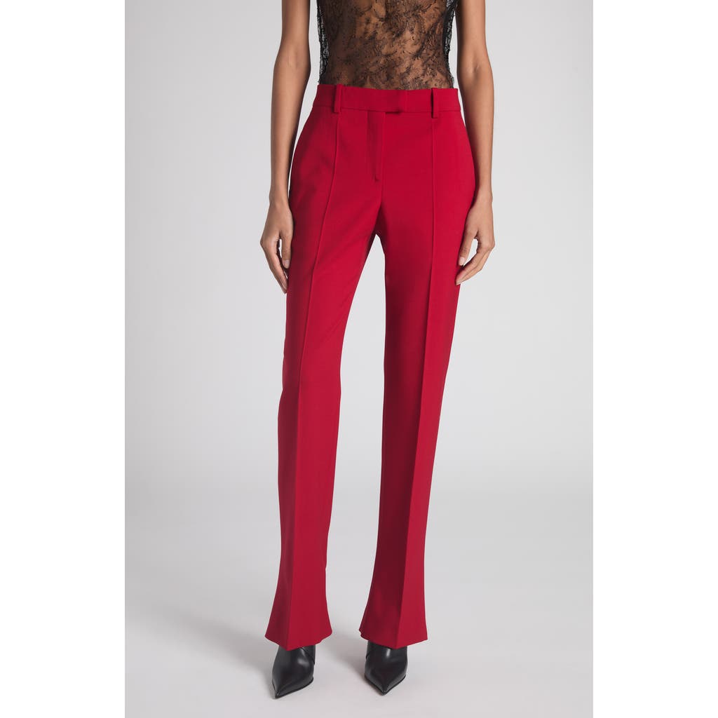 Alexander Mcqueen Mcqueen Pleated Straight Leg Wool Trousers In Red