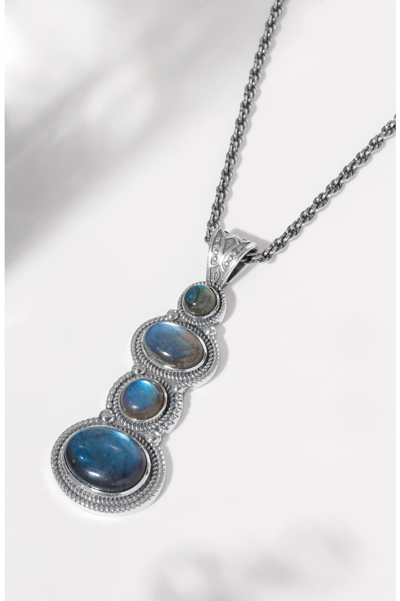 Labradorite Tiered Pendant Necklace, Alternate, color, BLUE