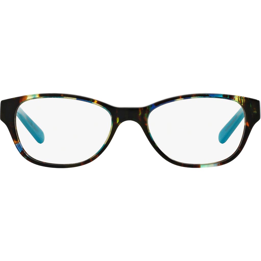 Tory Burch 51mm Rectangular Optical Glasses In Blue Brown Tortoise/blue Lark