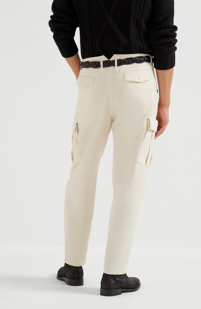 Brunello Cucinelli Leisure fit trousers with cargo pockets, Alternate, color, Panama