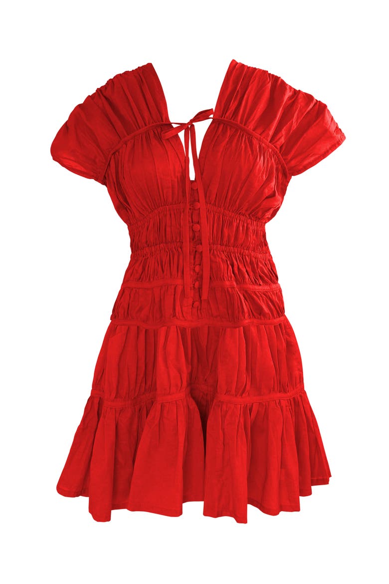 The Srikandi Ruffle Mini Dress, Main, color, Red
