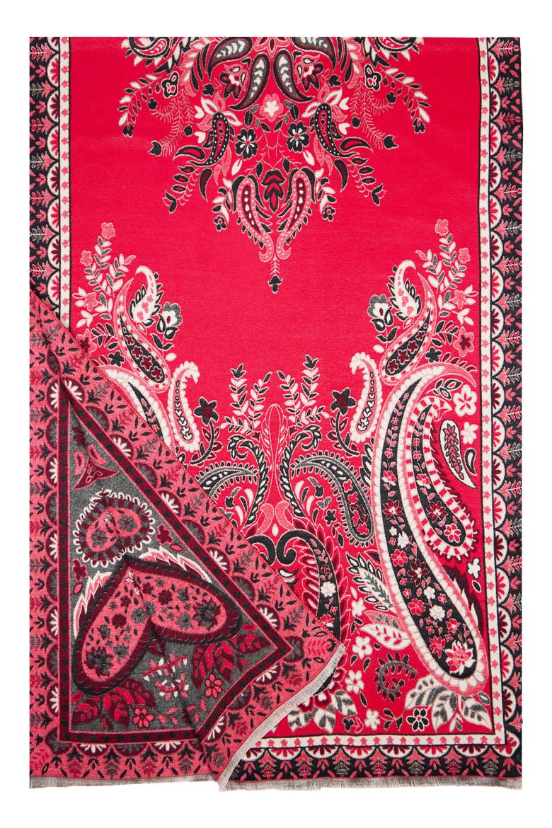 Paisley Print Bandana Scarf, Alternate, color, RED