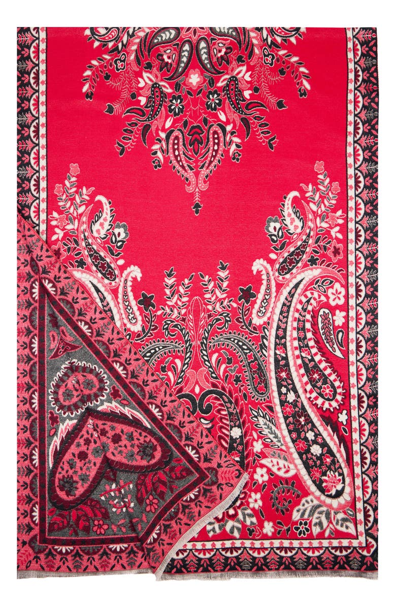SAACHI Paisley Print Bandana Scarf, Alternate, color, Red