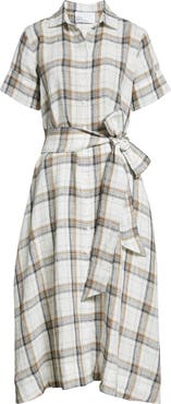 Lisa Marie Fernandez Plaid Linen Midi Shirtdress