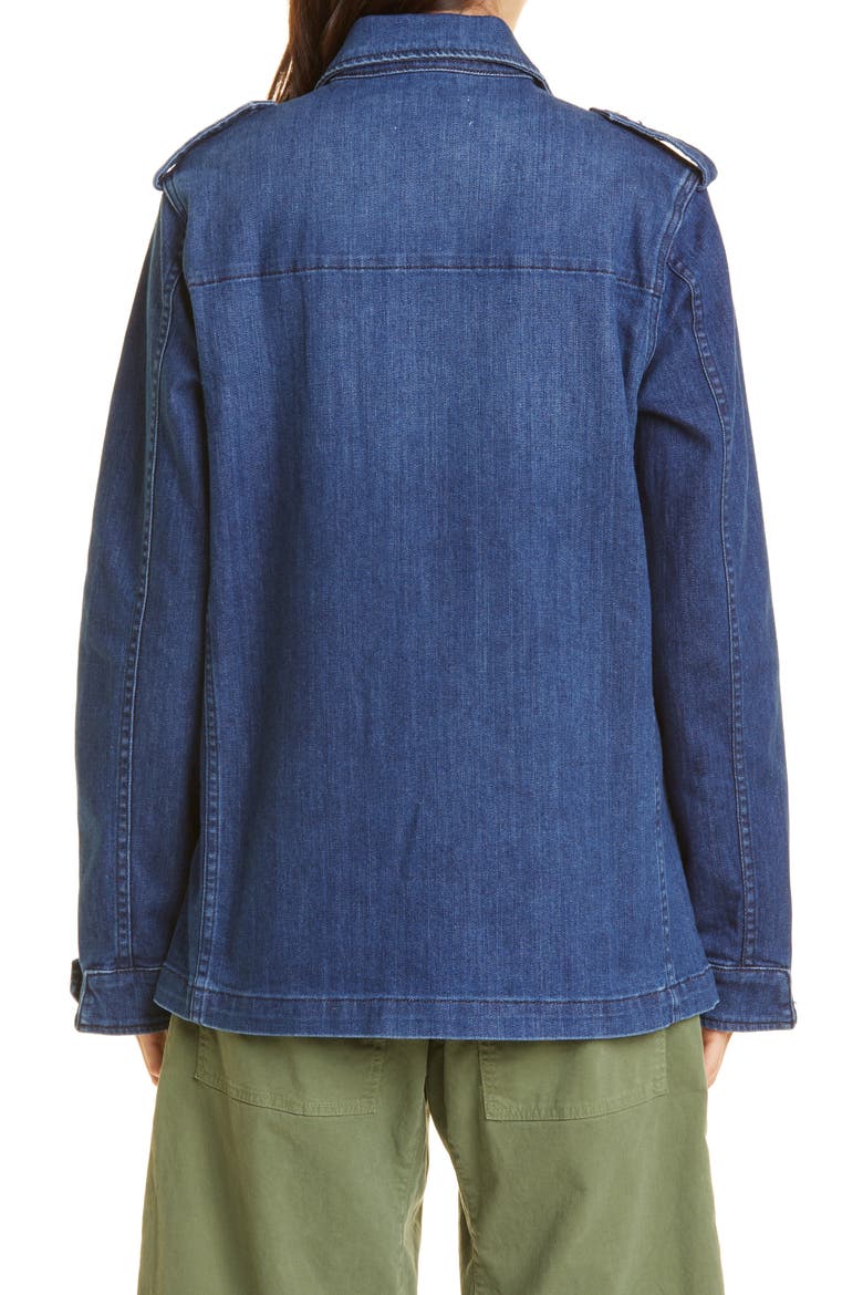 Wren Distressed Denim Jacket, Alternate, color, DEEP BLUE WASH