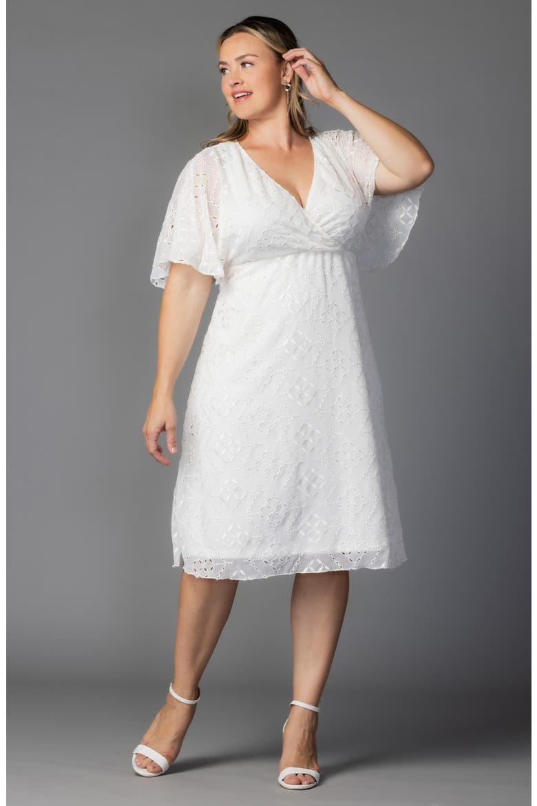 Heavenly Eyelet Surplice Cocktail Dress, Alternate, color, IVORY EYELET
