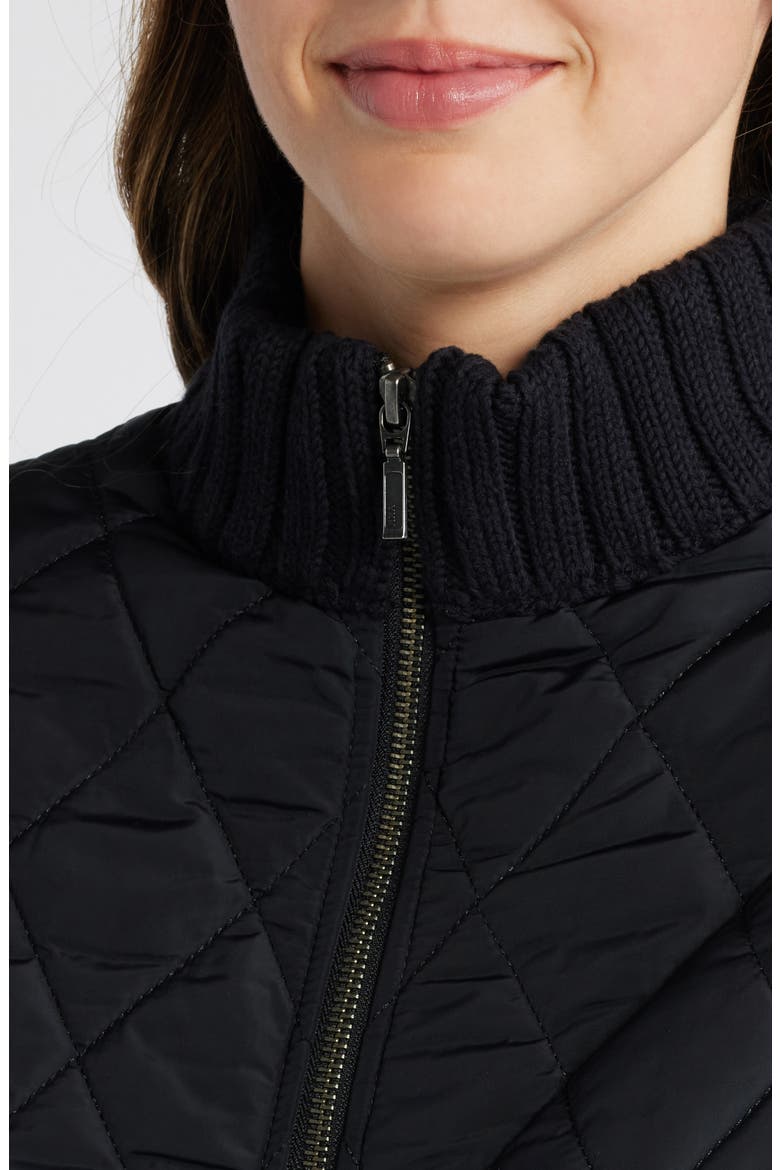 Mixed Media Quilted Sweater Jacket, Alternate, color, BLACK- GREY DARK HEATHER