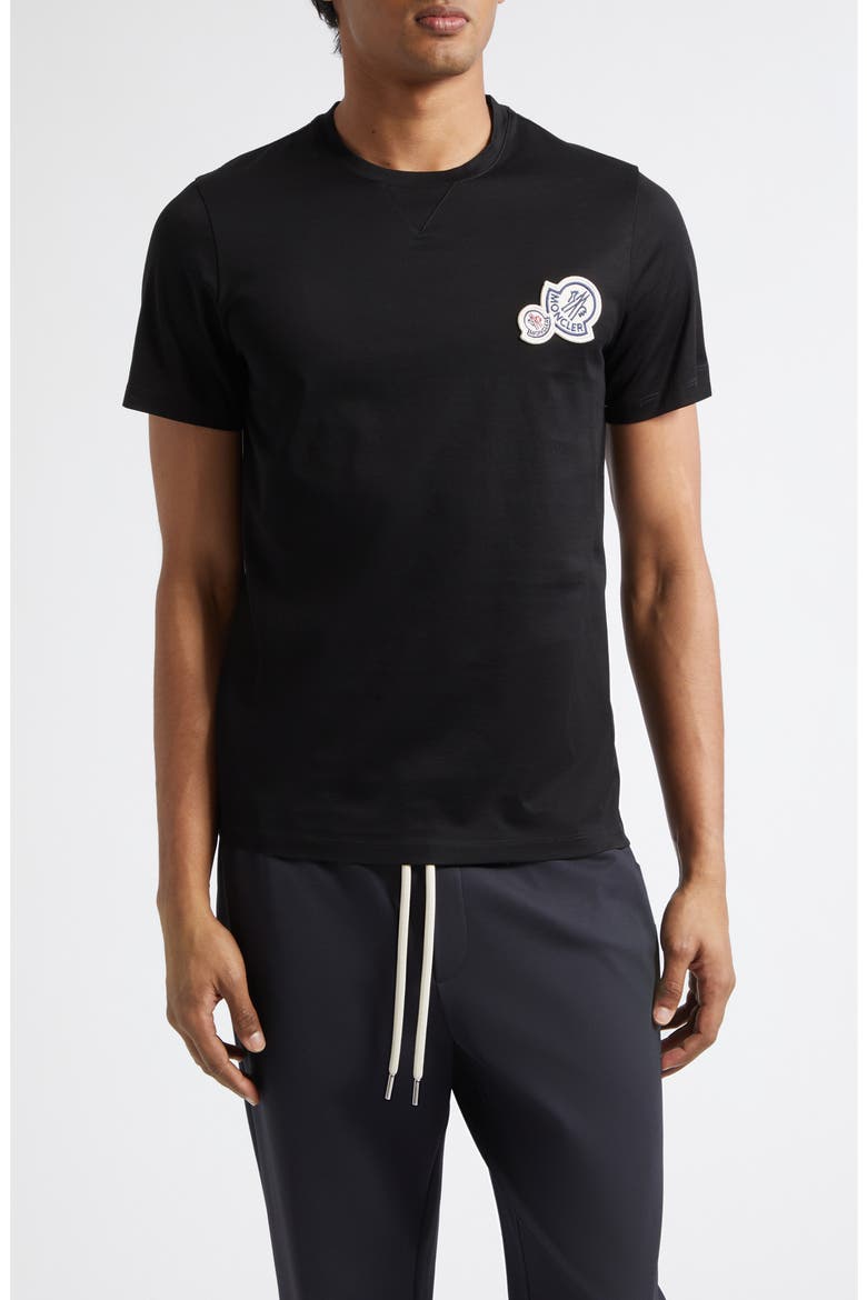 Logo Embroidered Cotton T-Shirt, Main, color, BLACK