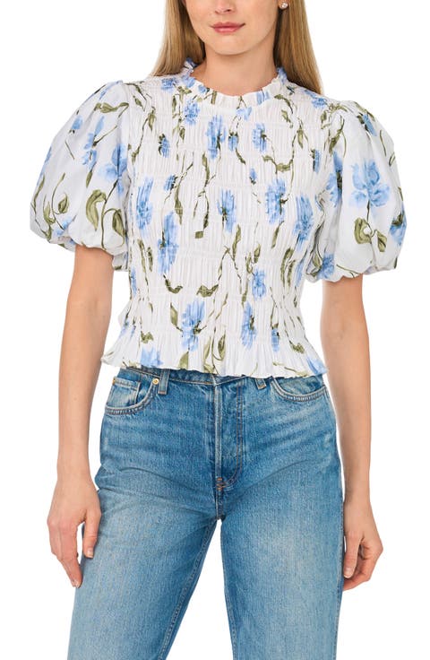 Floral Smocked Puff Sleeve Top