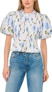 Ted Baker Floral Smocked Puff Sleeve Top