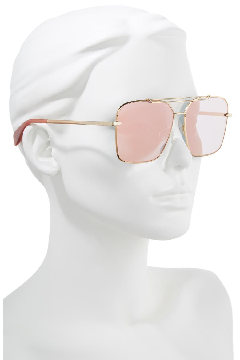 61mm Gradient Metal Aviator Sunglasses, Alternate, color, ROSE GOLD