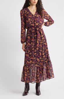 Chelsea28 Long Sleeve Faux Wrap Dress