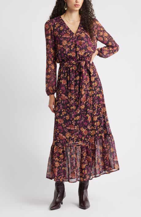 Chelsea28 Long Sleeve Faux Wrap Dress