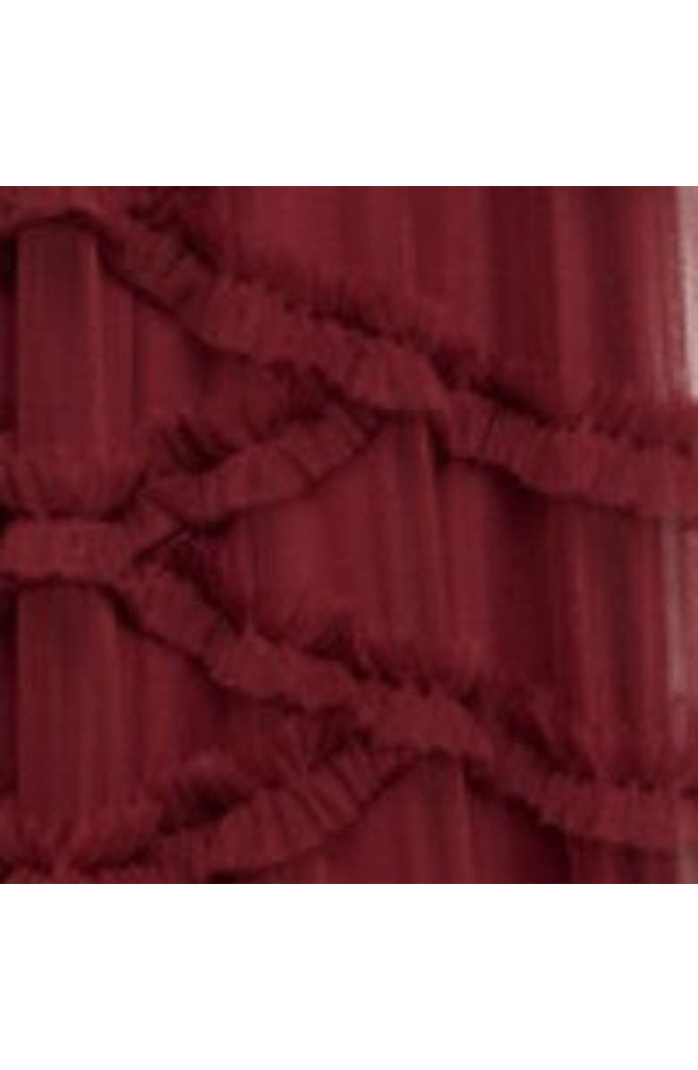 MINT VELVET Short Sleeve Tulle Ruffle Maxi Dress, Alternate, color, Burgundy