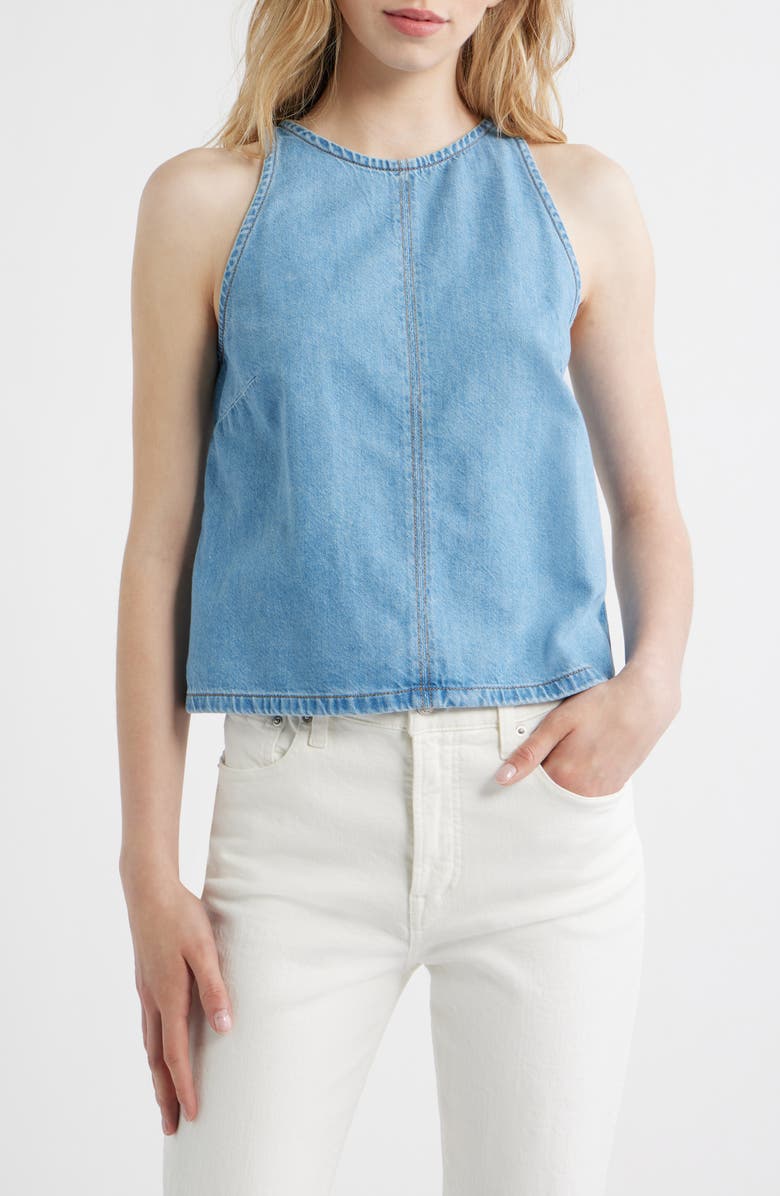 Madewell Airy Denim Shell Top, Main, color, Clean Soft Sky