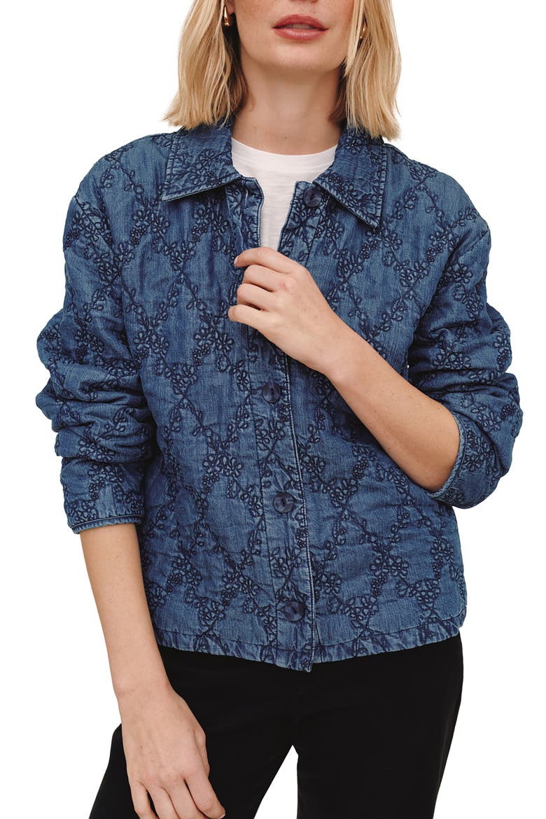 Quilted Denim Jacket, Main, color, INDIGO LAGOON WASH