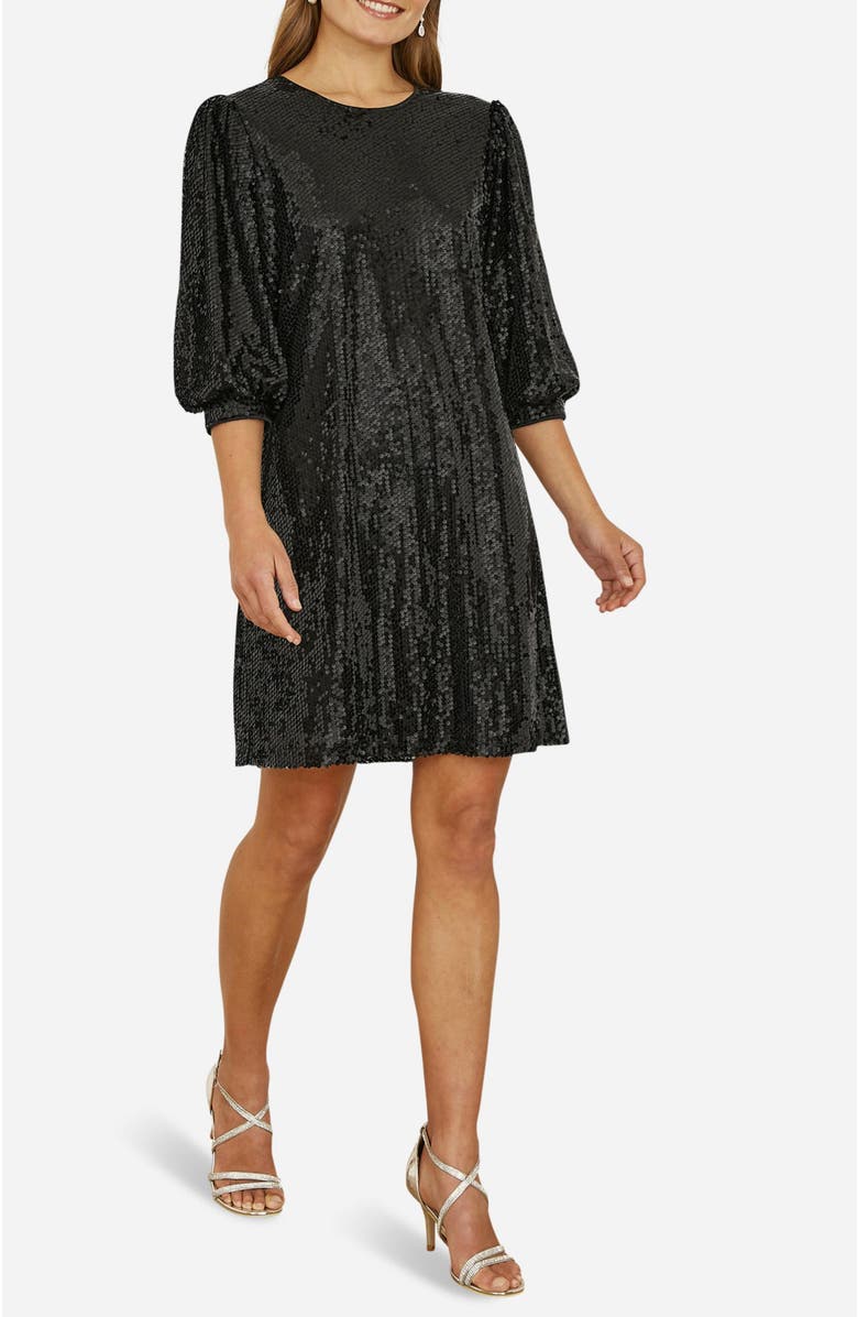 Yumi Balloon Sleeve Sequin Mini Dress, Alternate, color, Black