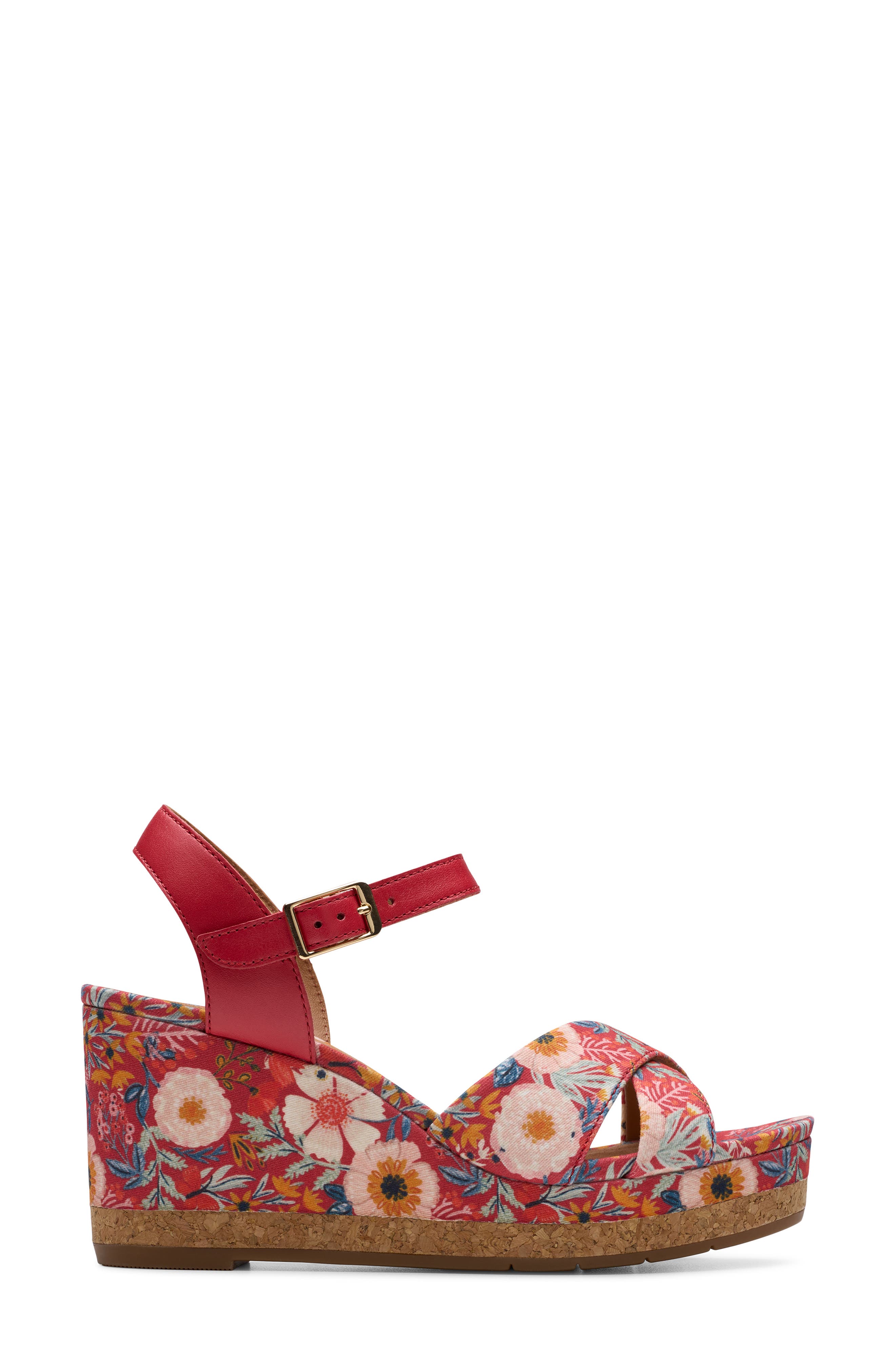 Chicly Floral Wedge Sandal, Alternate, color, RED PRINT