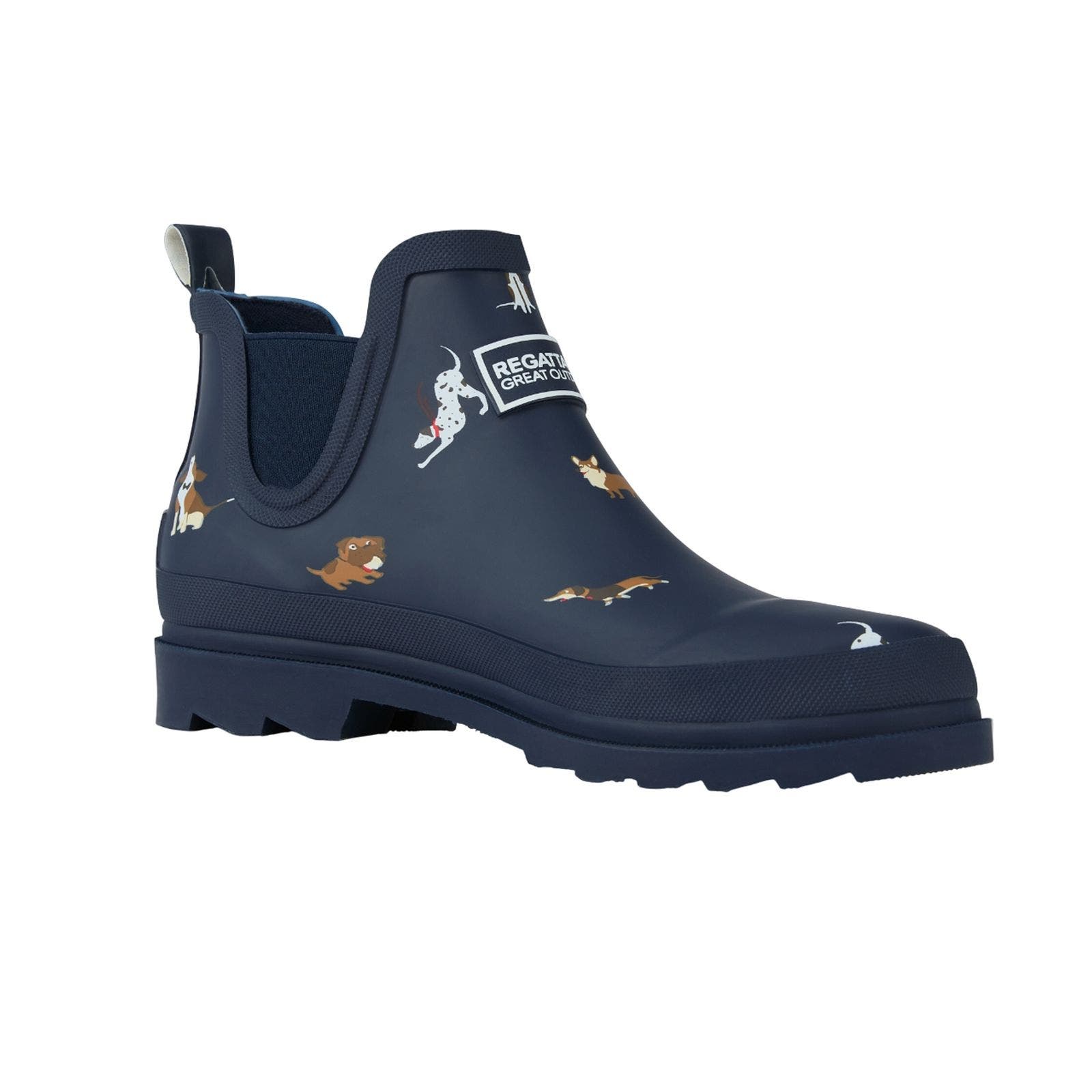 Harper Dog Print Low Galoshes, Main, color, Navy