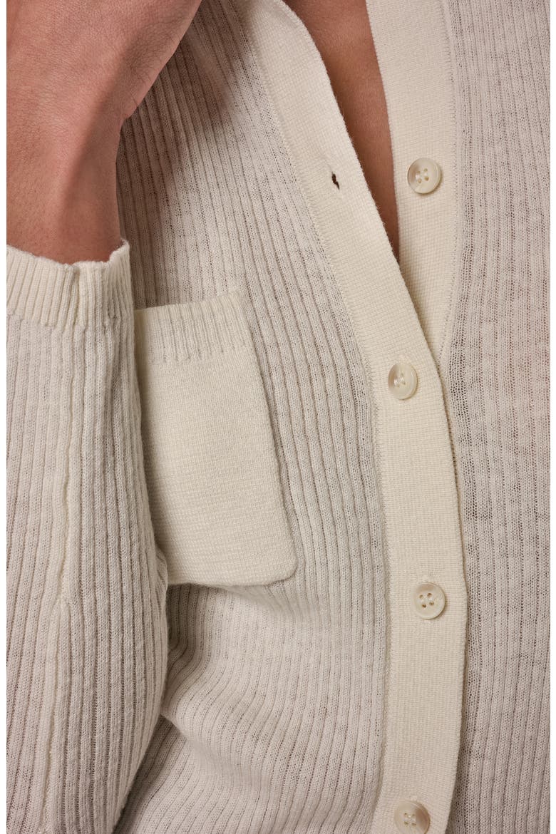 Rib Wool & Cashmere Blend Polo Cardigan, Alternate, color, CREAM