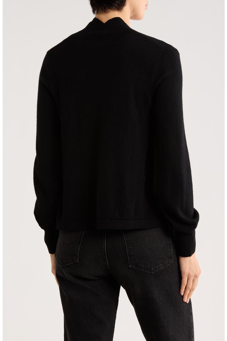 Scallop Edge Open Cardigan, Alternate, color, BLACK