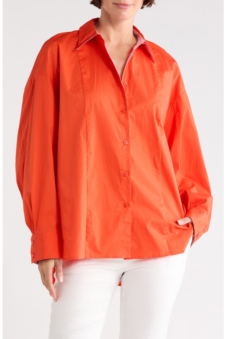Laura Oversize Button-Up Tunic Shirt, Main, color, BURNT ORANGE