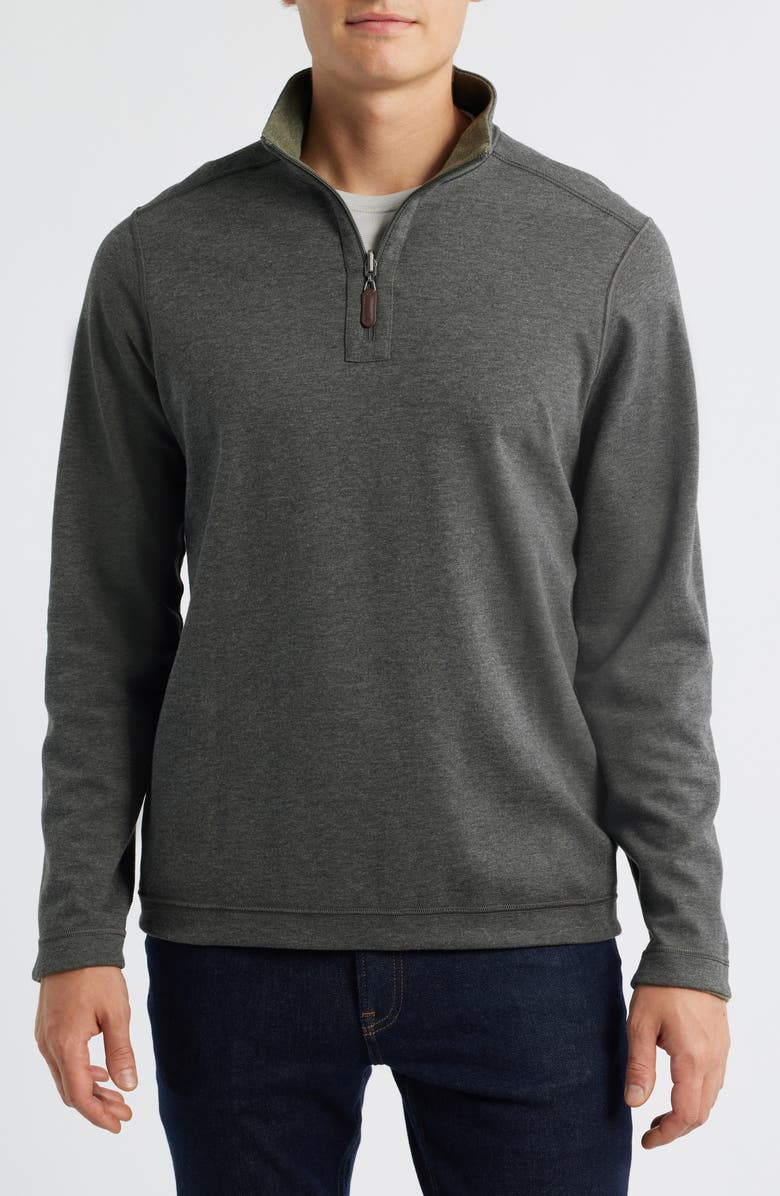 Johnston & Murphy Icon Reversible Quarter Zip, Alternate, color, Olive/ Charcoal