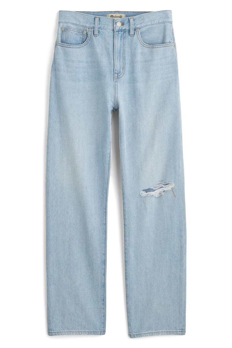 The Perfect Summer '90s Ripped High Waist Crop Straight Leg Jeans, Alternate, color, FITZGERALD WASH