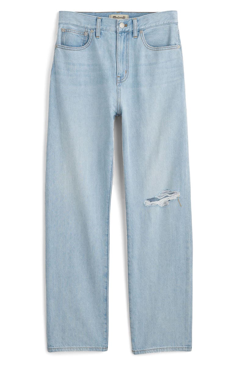 Madewell The Perfect Summer '90s Ripped High Waist Crop Straight Leg Jeans, Alternate, color,
