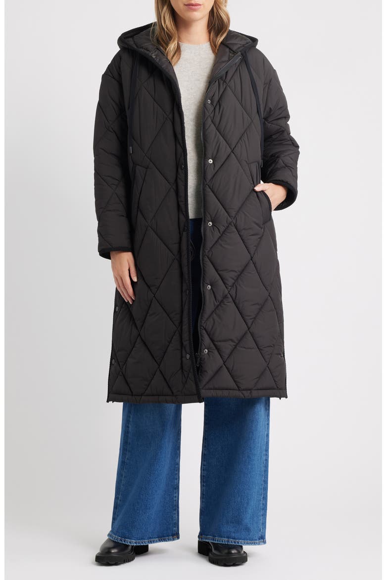 Bren Quilted Puffer Coat, Main, color, BLACK