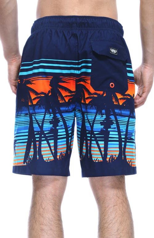 Rokka&rolla All-day Comfort Mesh-lined Swim Trunks In Tropical Palm
