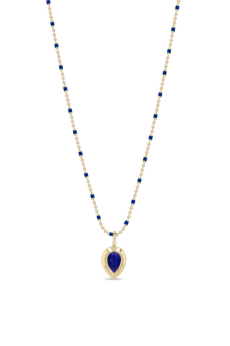 14K Yellow Gold Lapis Lazuli Teardrop Necklace, Main, color, 14K YELLOW GOLD