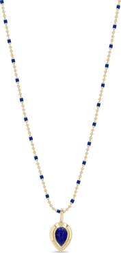 Zoë Chicco 14K Yellow Gold Lapis Lazuli Teardrop Necklace