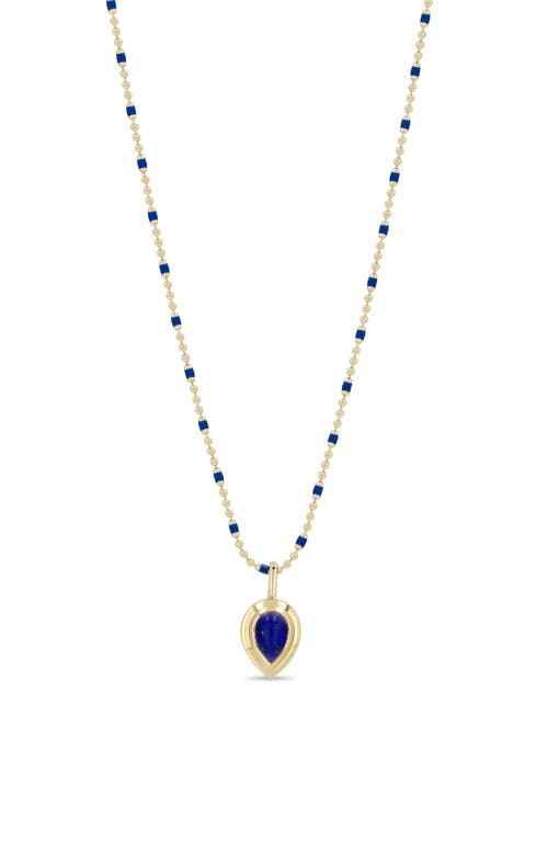 Zoë Chicco 14k Yellow Gold Lapis Lazuli Teardrop Necklace In Gold