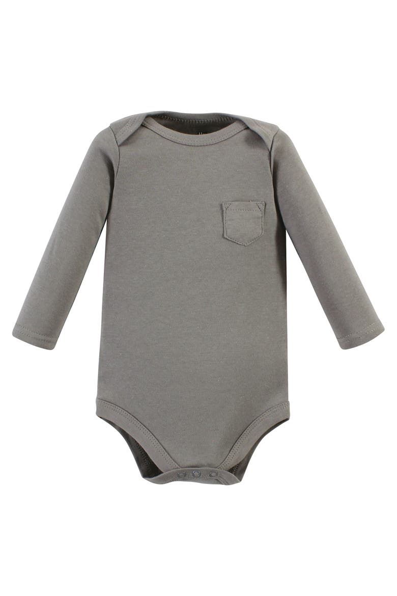 Cotton Long-Sleeve Bodysuits 5-Pack, Alternate, color, Snuggle Bear 5 Pack