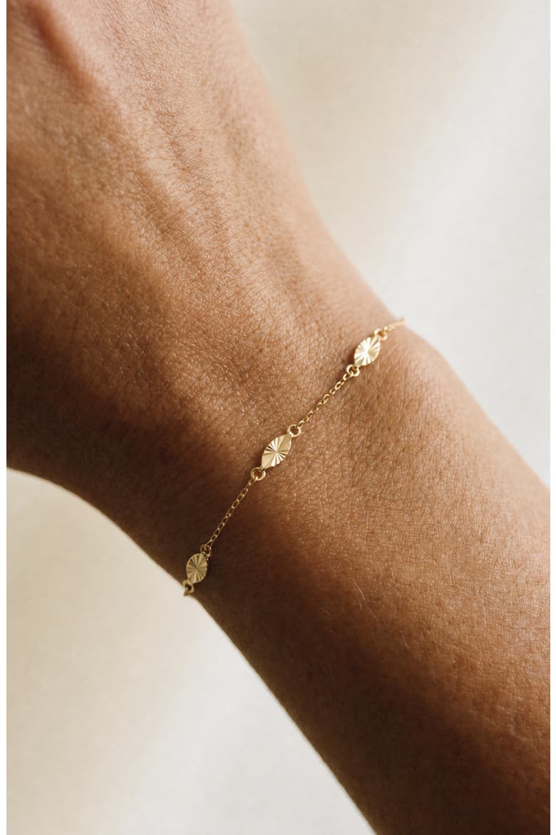 Diamond Cut Station Bracelet, Alternate, color, GOLD