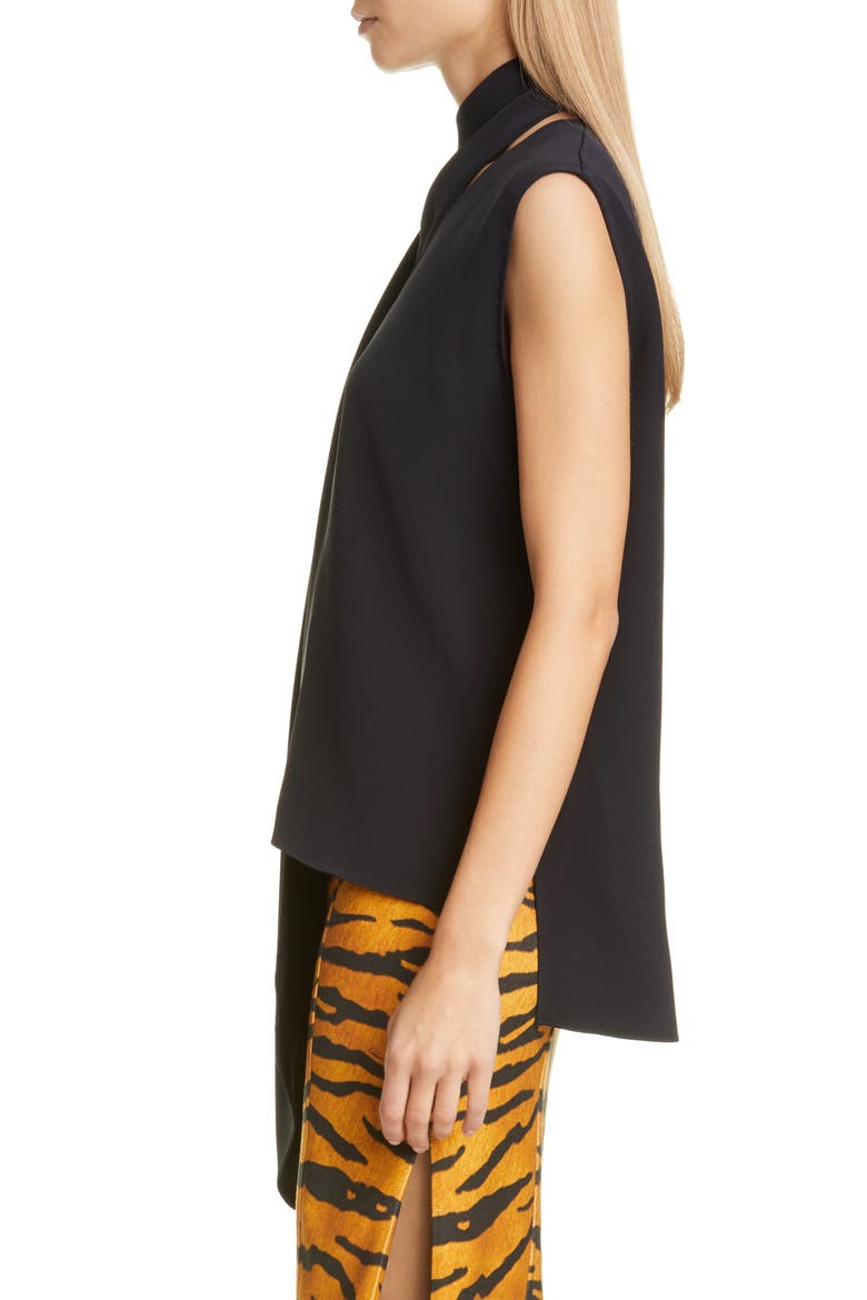 Scarf Neck Crepe Blouse, Alternate, color, BLACK