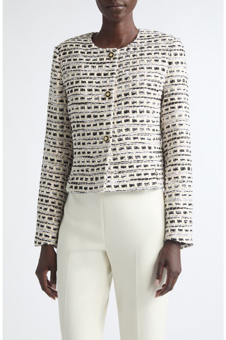Rosa Basket Weave Tweed Jacket, Main, color, LINEN/ BLACK MULTI