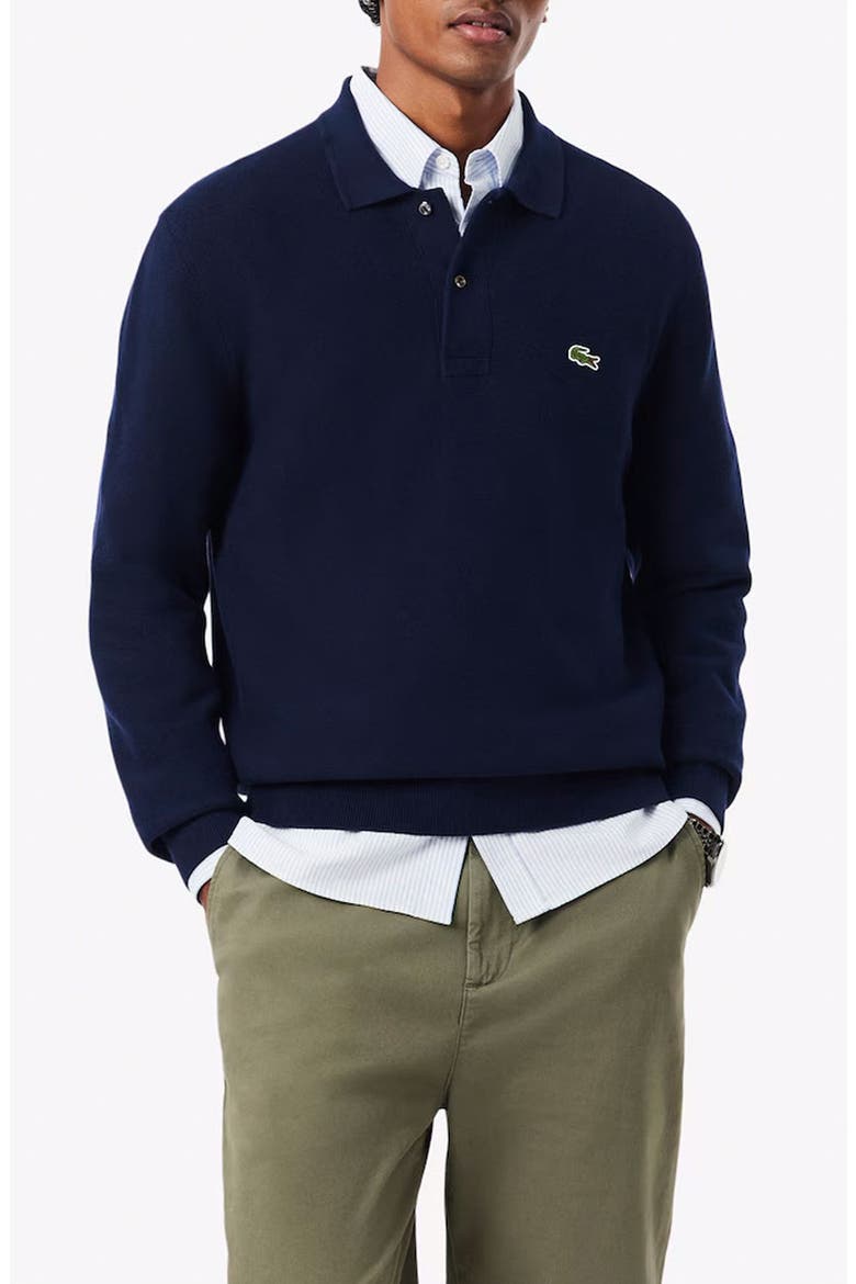 Long Sleeve Cotton Polo Sweater, Main, color, NAVY BLUE