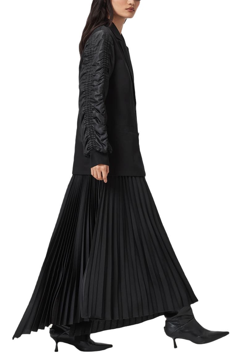 Lorna Ruched Sleeve Cotton Jacket, Alternate, color, BLACK