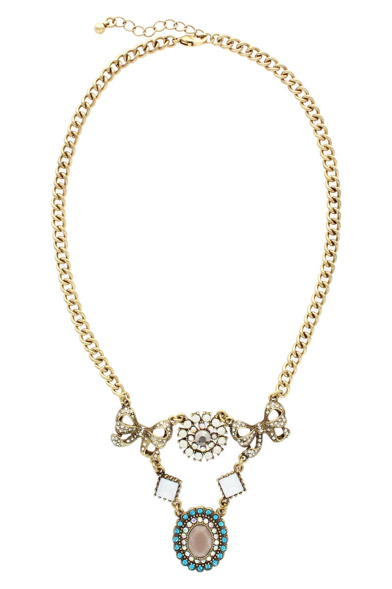 Rosella Mixed Charm Frontal Necklace, Alternate, color, BURNISHED GOLD / MULTI