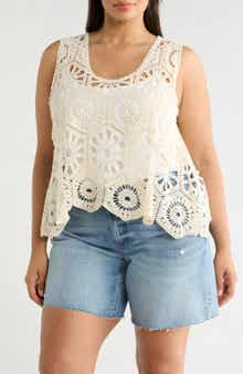 Forgotten Grace Swing Crop Cotton Crochet Top