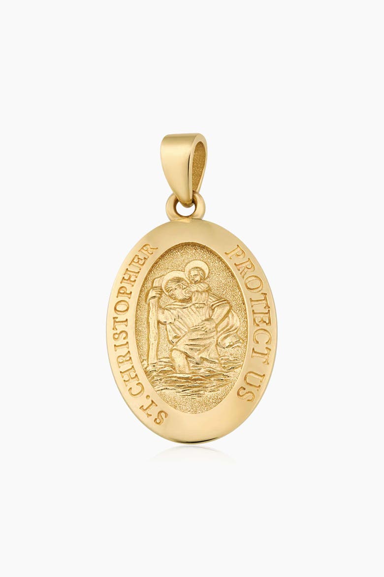 14K Yellow Gold St. Christopher Medal Pendant Charm, Main, color, Yellow Gold