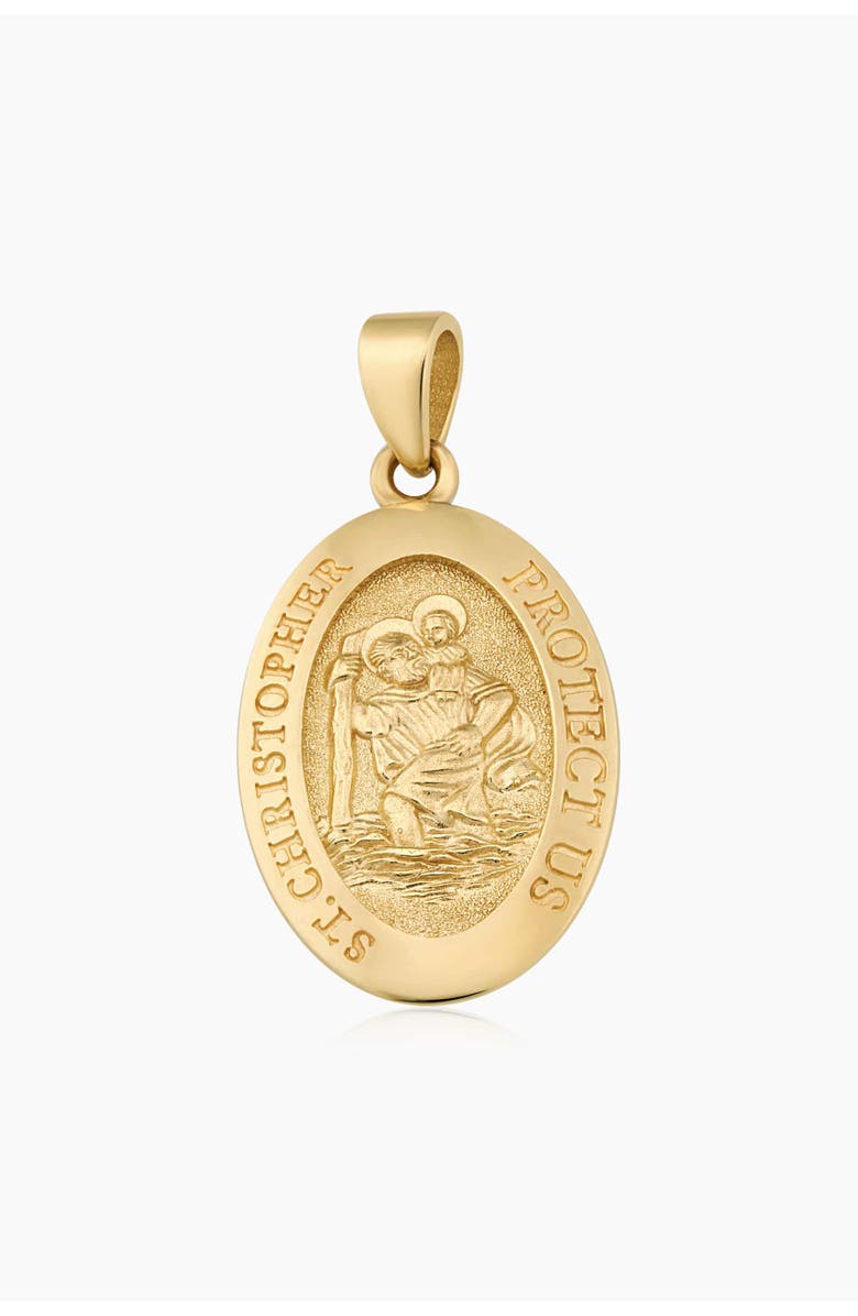 Oradina 14K Yellow Gold St. Christopher Medal Pendant Charm, Main, color, Yellow Gold