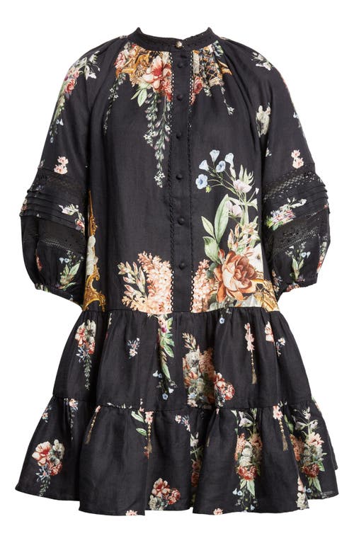 Camilla Noble Endeavors Puff Sleeve Linen Shirtdress In Black