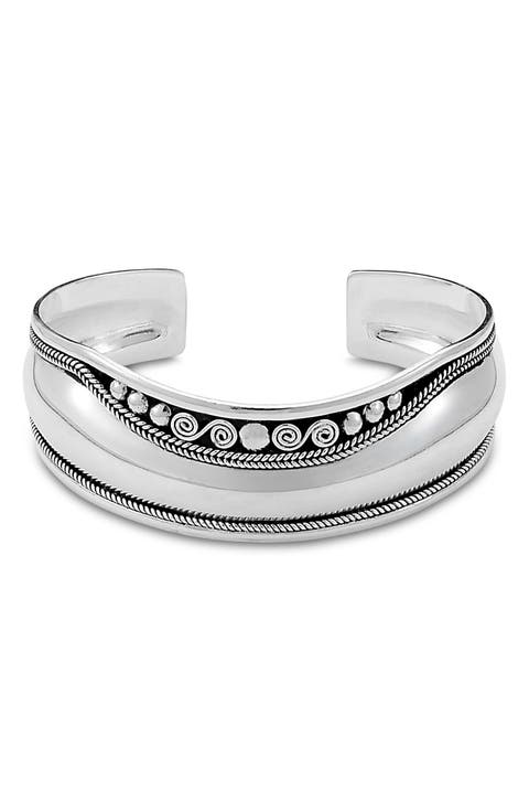 Sterling Silver Abstract Cuff Bracelet