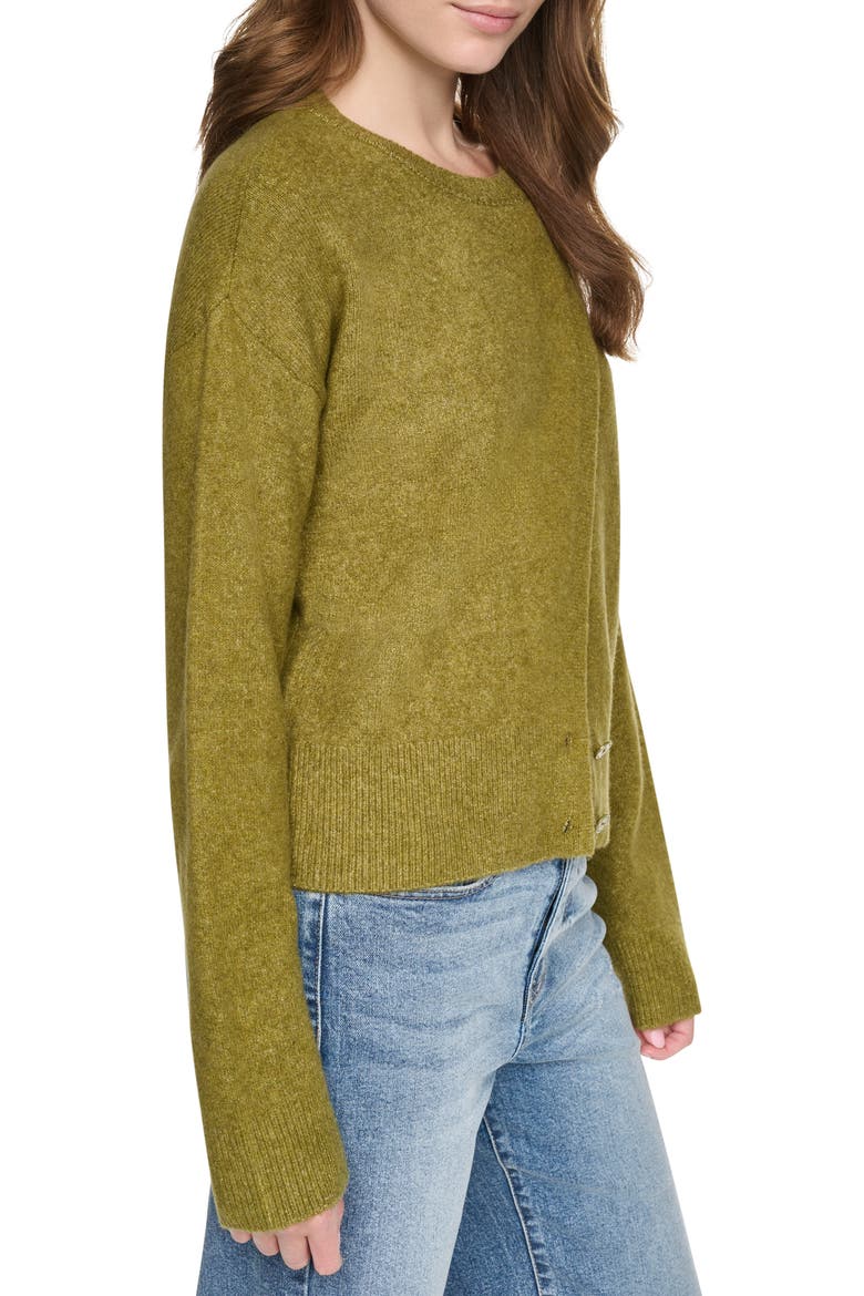Asymmetric Crewneck Sweater, Alternate, color, CROCODILE